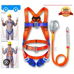 Full-body Fall Arrest Safety Harness Kit With High-visibility Orange.