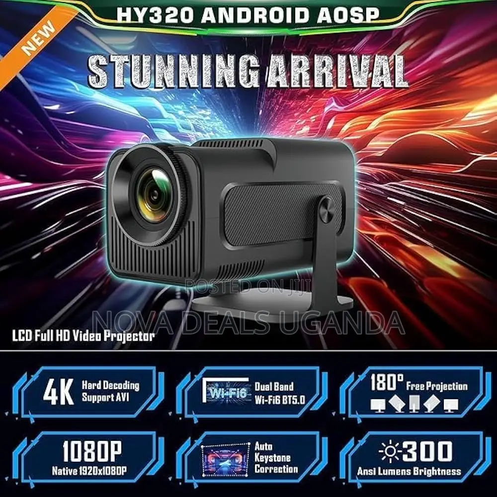 Hy320 Mini Android 11 Projector 1080p 2000lumen, Adjustable Stand