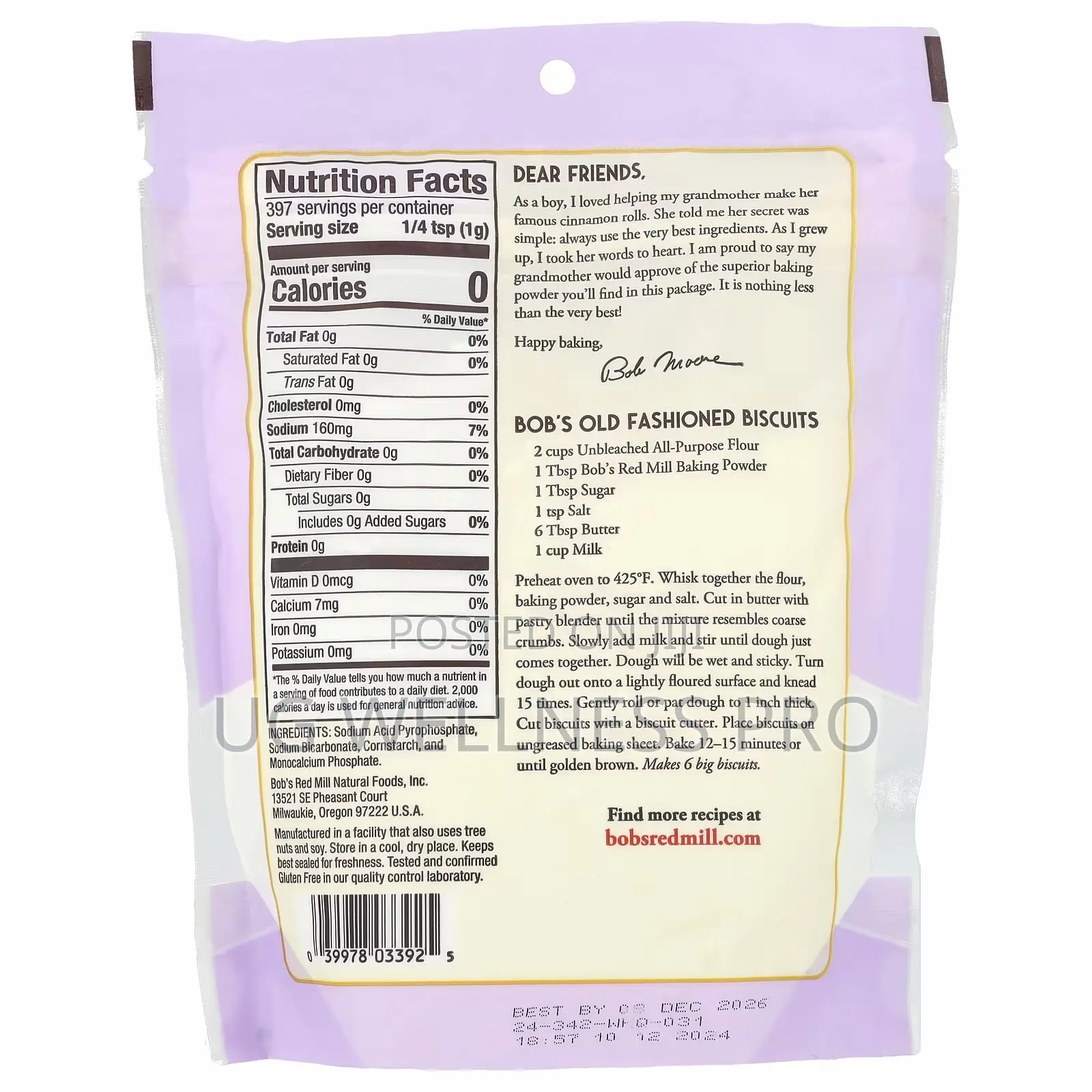 Bob's Red Mill Double-Acting Bicarbonate of Soda Baking Soda , 454g