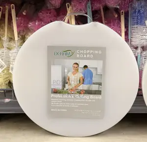 Deram Brand White Round Plastic Chopping Board With A Metal Hanging