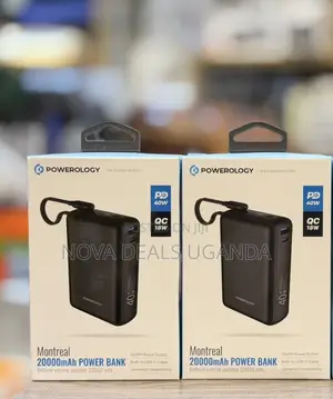 Powerology Montreal 20000mah Powerbank With Built-in Usb C Cable
