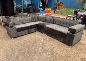 6 Seater L Sofa Set /Brown Colored