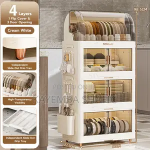 Premium 4-Tier Foldable Dish Rack Cabinet Kitchen Organizer