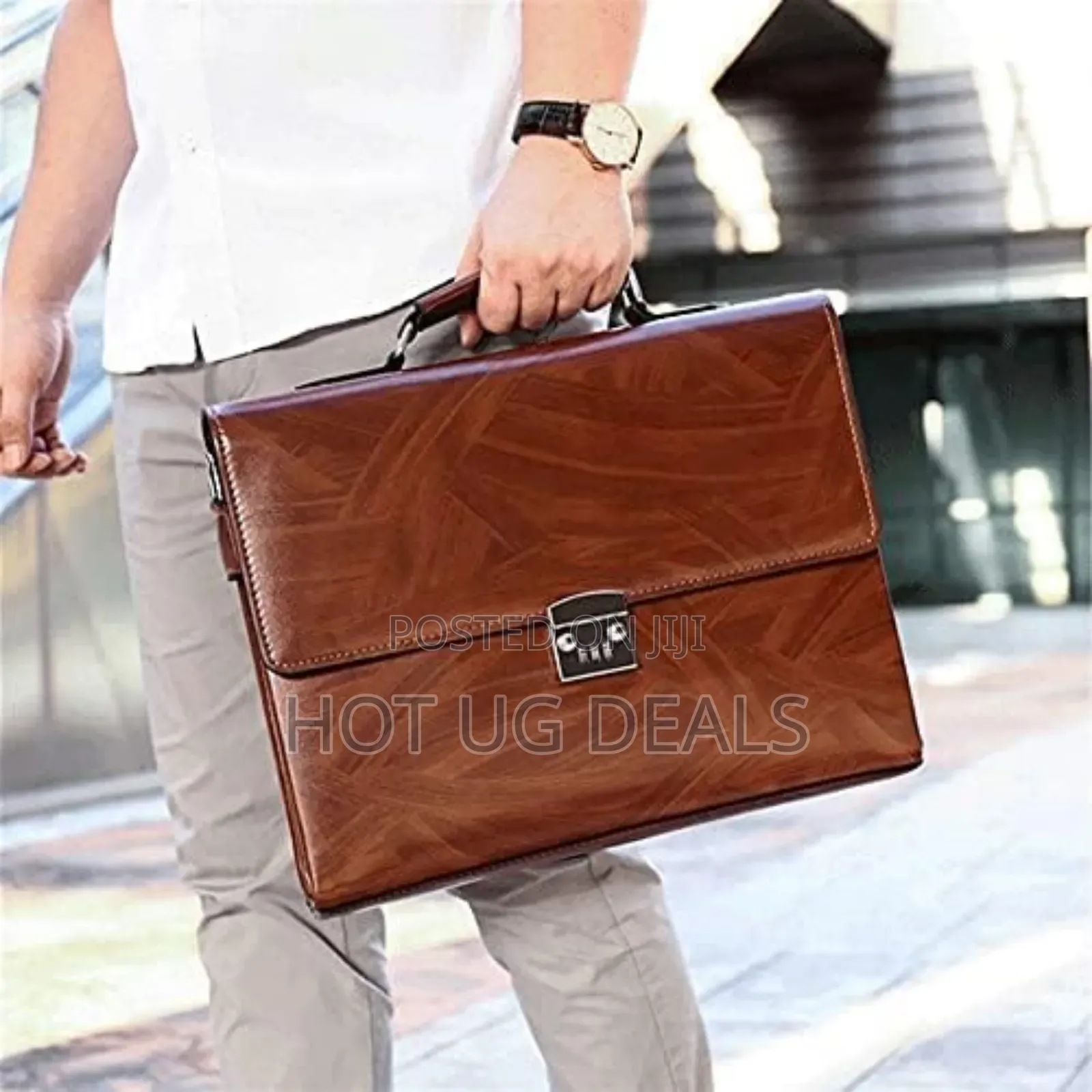 Men's Business Briefcase With Password Lock Computer Leather 15 Inch