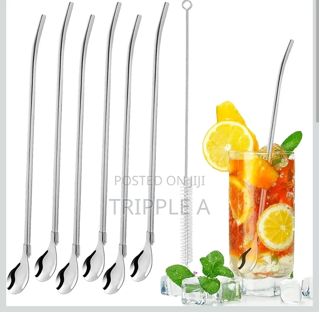 12pcs Stainless Steel Reusable Straw Spoons