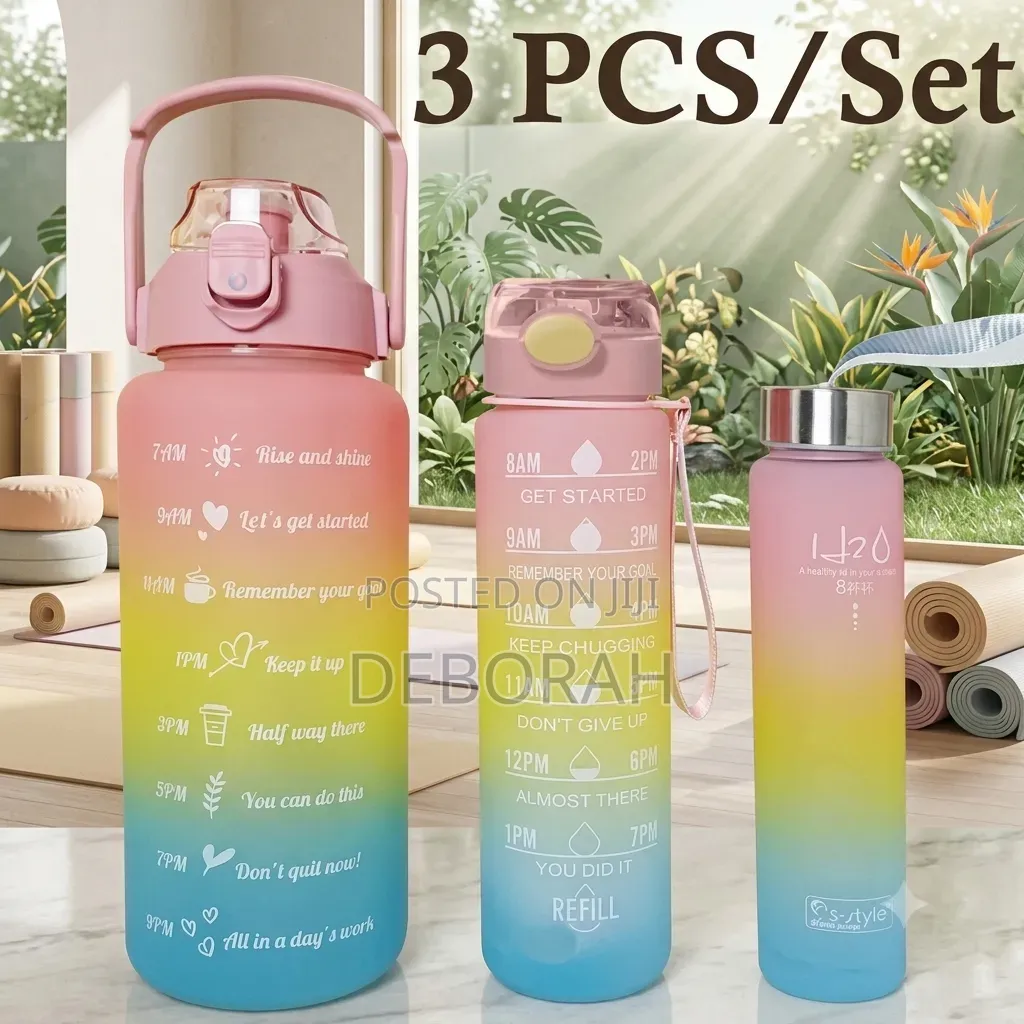 Motivational 3 In 1 Plastic Bottle Set! .