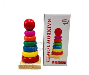 Wooden Multi-Colored Rainbow Tower
