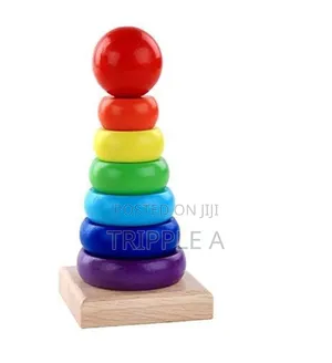 Wooden Multi-Colored Rainbow Tower