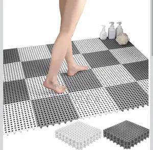 6 PCS Interlocking Non Slip Bathroom Floor Tiles Rubber Mats