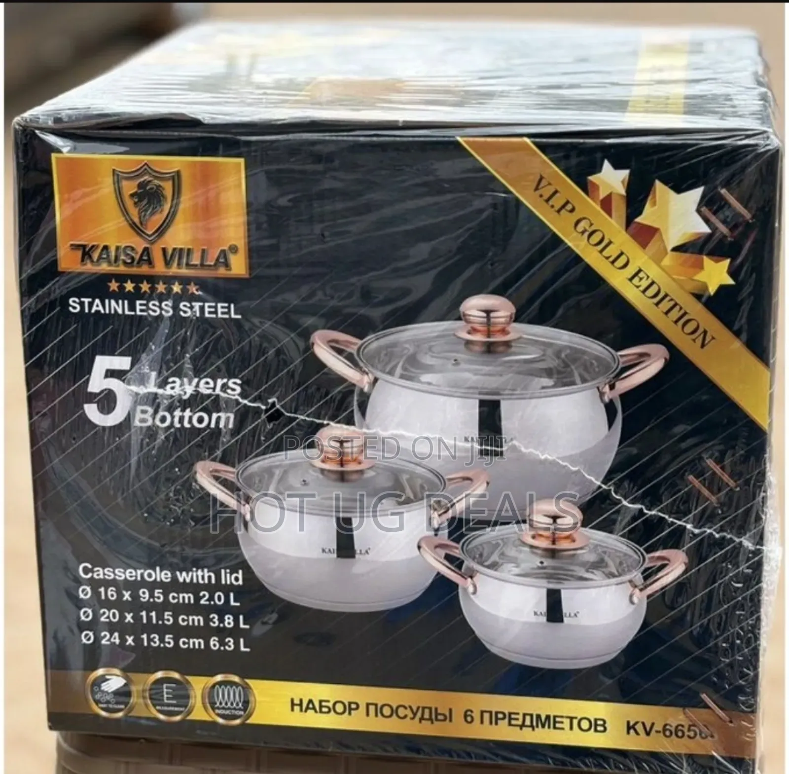 Kaisa Villa 6pcs Stainless Steel Cookware Set With 5 Layer Buttom