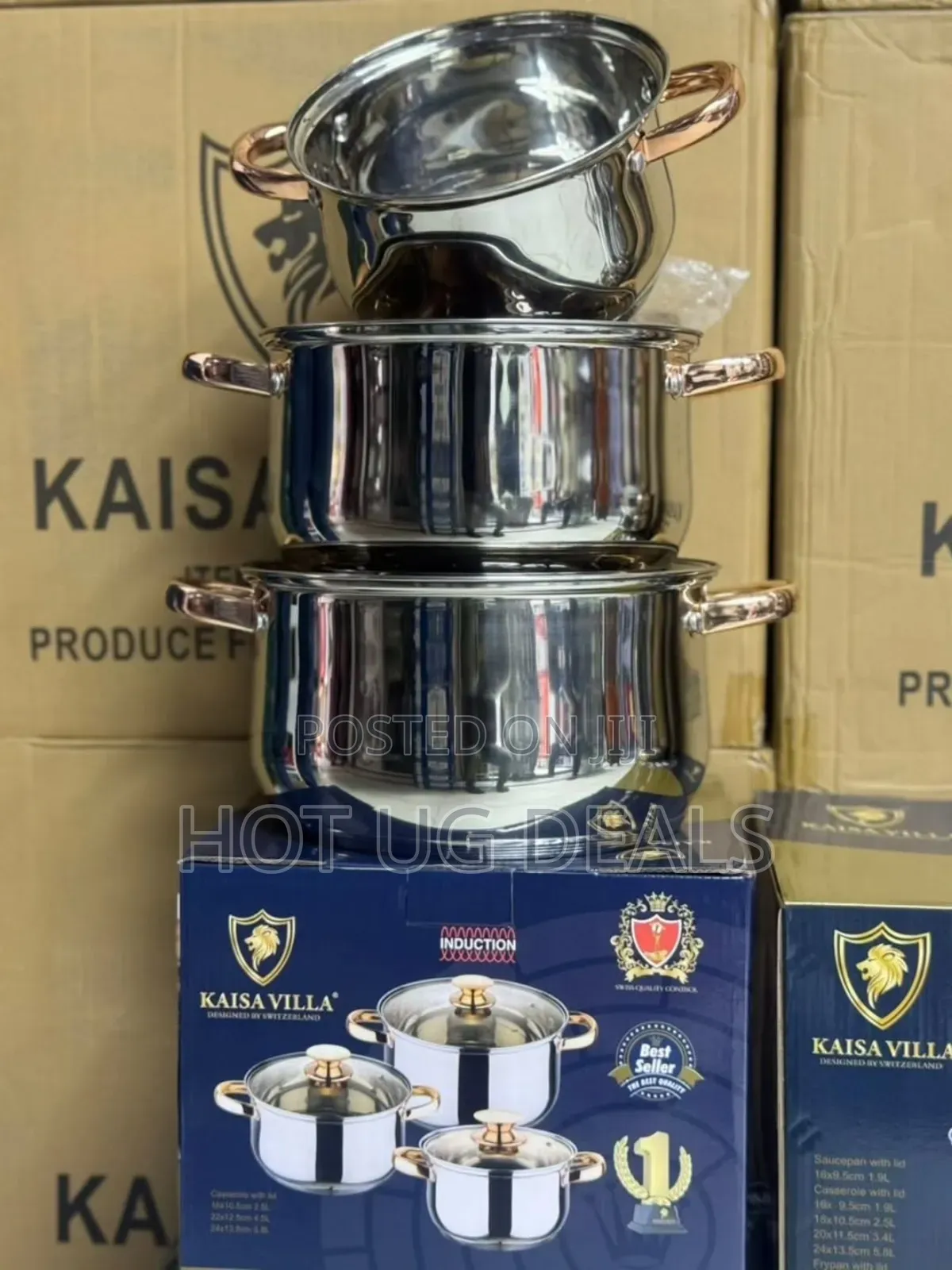 Kaisa Villa 3 Pieces Cookware Set With Covers 5 Layers Bottom-Silver
