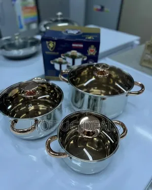 Kaisa Villa 3 Pieces Cookware Set With Covers 5 Layers Bottom-Silver