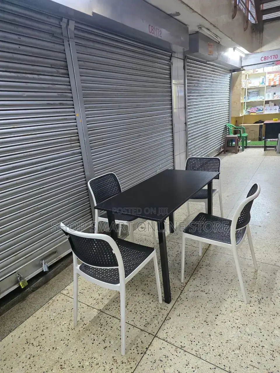 Wooden Folding Table and Plastic Chairs