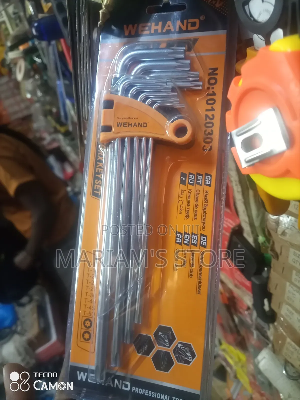 Wehand Brand 9-Piece Torx Key Set, Model No. .