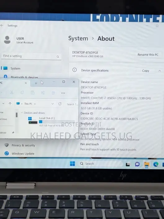 Laptop HP EliteBook 1040 G6 8GB Intel Core i7 SSD 256GB