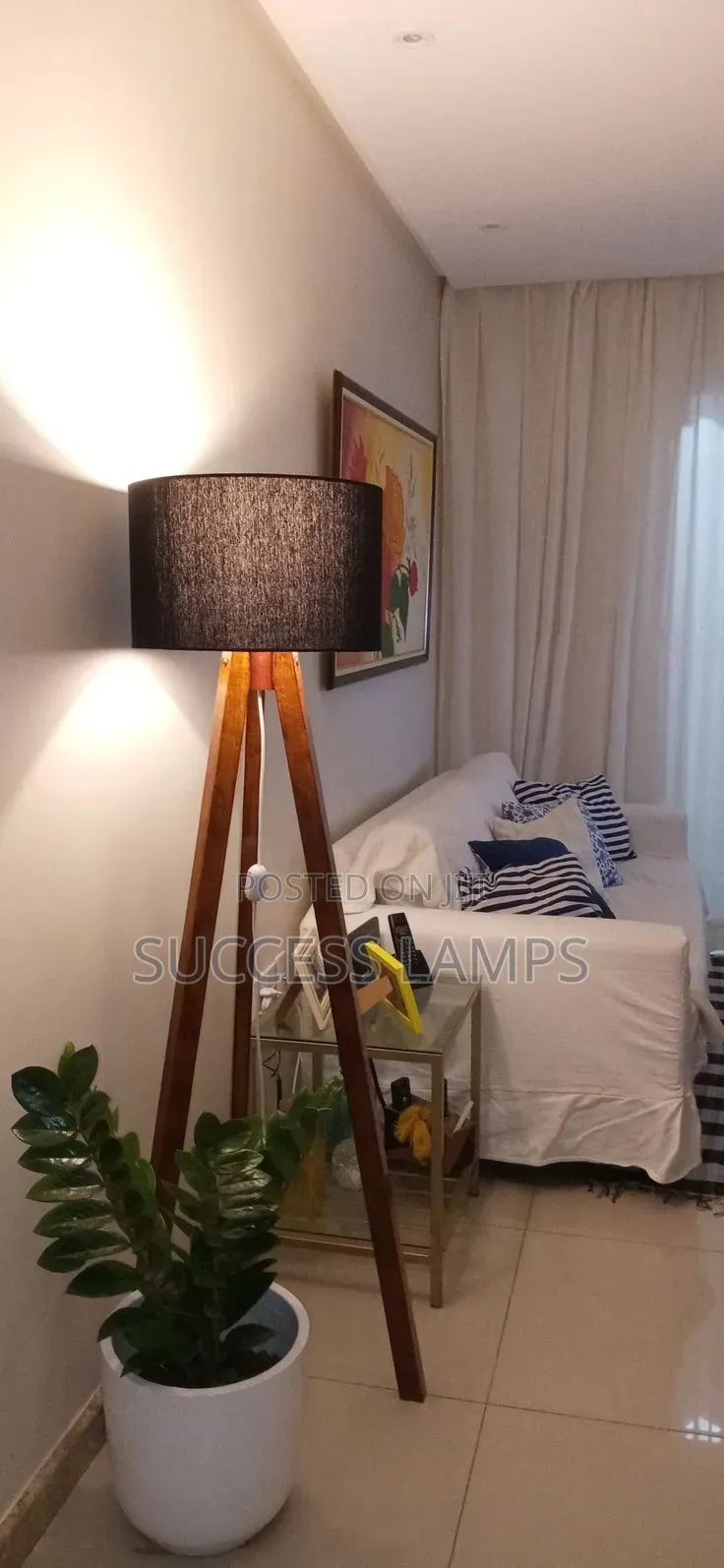 Three Stand Wooden Floor Lamp