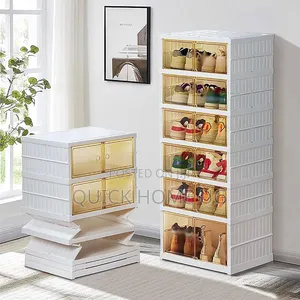 Foldable Shoe Rack 6-Tier Clear Plastic Stackable Shoe Rack
