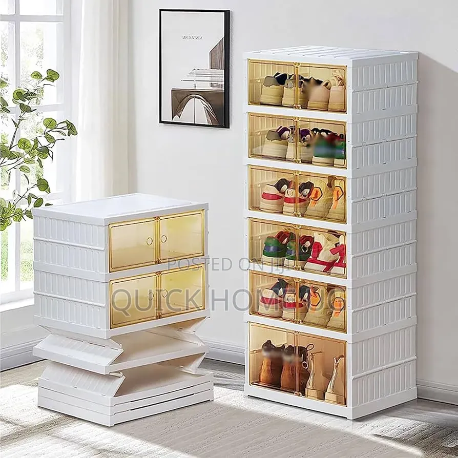 Foldable Shoe Rack 6-Tier Clear Plastic Stackable Shoe Rack