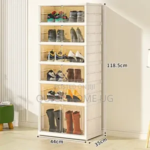 Foldable Shoe Rack 6-Tier Clear Plastic Stackable Shoe Rack