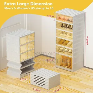 Foldable Shoe Rack 6-Tier Clear Plastic Stackable Shoe Rack