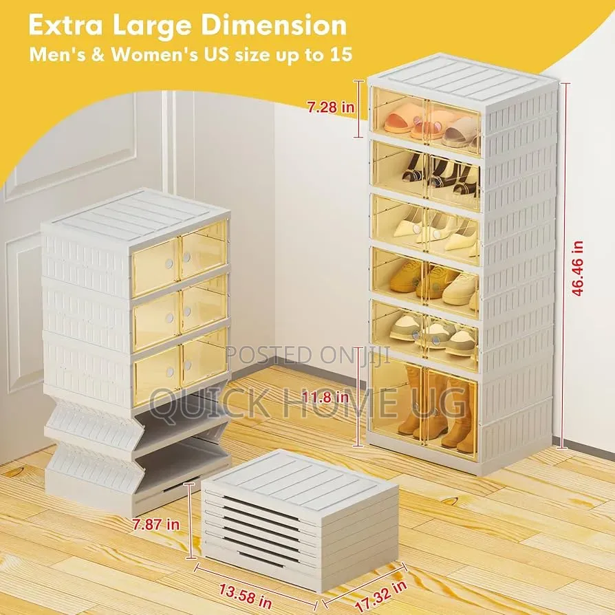 Foldable Shoe Rack 6-Tier Clear Plastic Stackable Shoe Rack