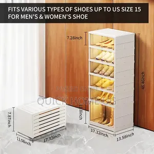 Foldable Shoe Rack 6-Tier Clear Plastic Stackable Shoe Rack