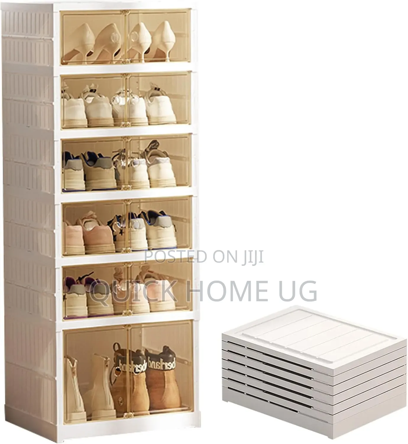 Foldable Shoe Rack 6-Tier Clear Plastic Stackable Shoe Rack