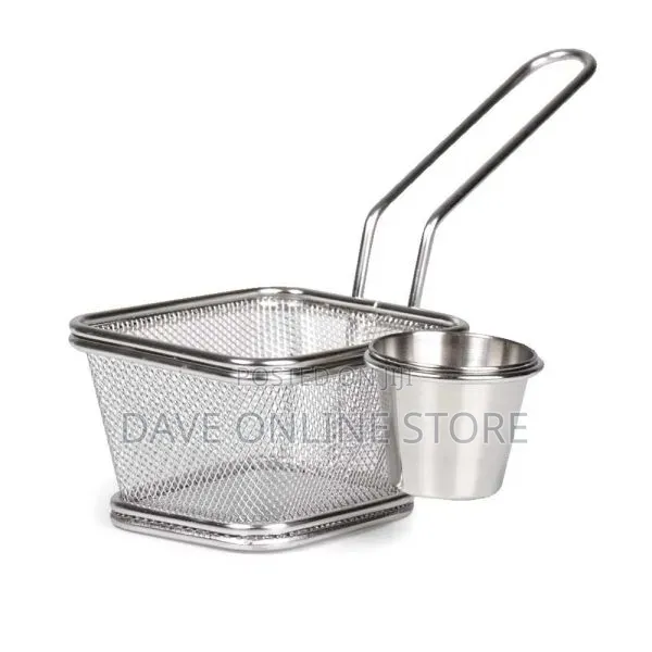 Stainless Steel Fries Basket With Sauce Bowl
