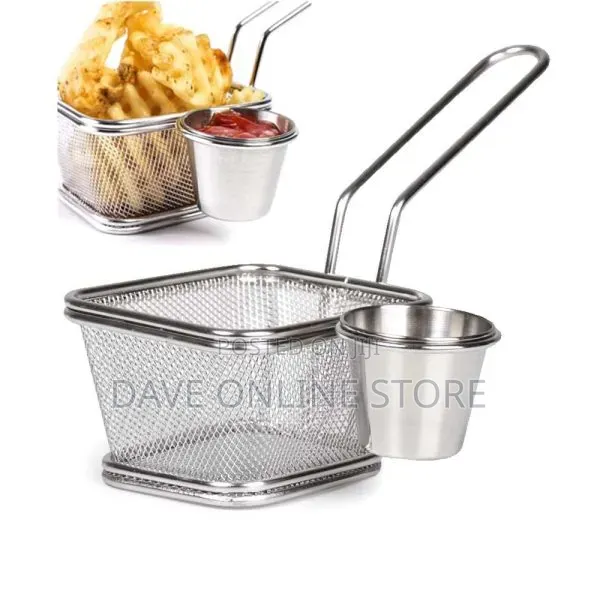 Stainless Steel Fries Basket With Sauce Bowl