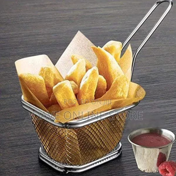 Stainless Steel Fries Basket With Sauce Bowl