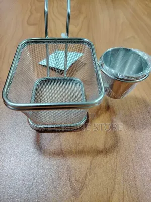 Stainless Steel Fries Basket With Sauce Bowl