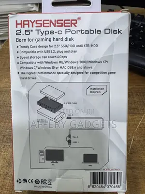 Haysenser 2.5” Type-C Portable Disk Enclosure (Usb 3.2)
