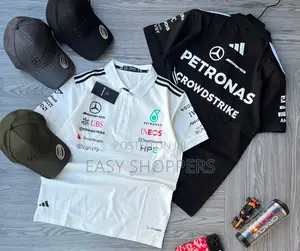 White and Black Adidas Mercedes-Amg Petronas F1 Team Jersey