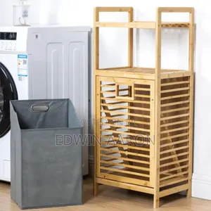 Bamboo Laundry Hamper With Tilting Shelf