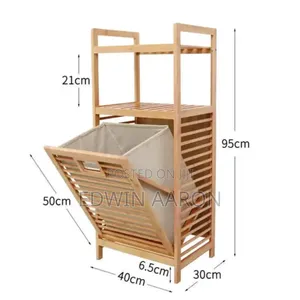 Bamboo Laundry Hamper With Tilting Shelf