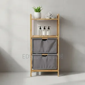 Bamboo Laundry Basket With Double Shelves