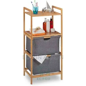 Bamboo Laundry Basket With Double Shelves