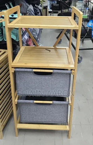 Bamboo Laundry Basket With Double Shelves