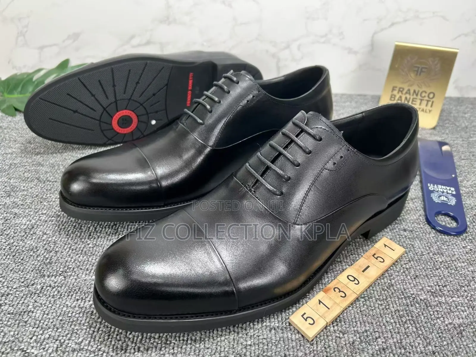 Franco Banate Premium Black Leather Oxford