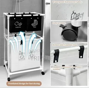 Multifunctional 3tier Rolling Laundry Sorter With Shelves