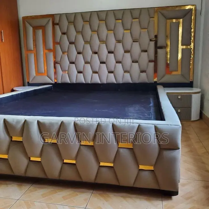 Dark Gray Geometric Bed