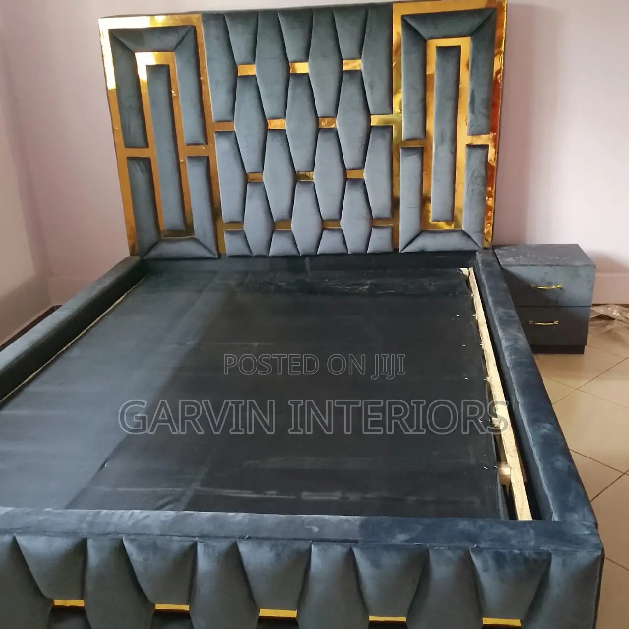 Light Brown Bed With White Drawers