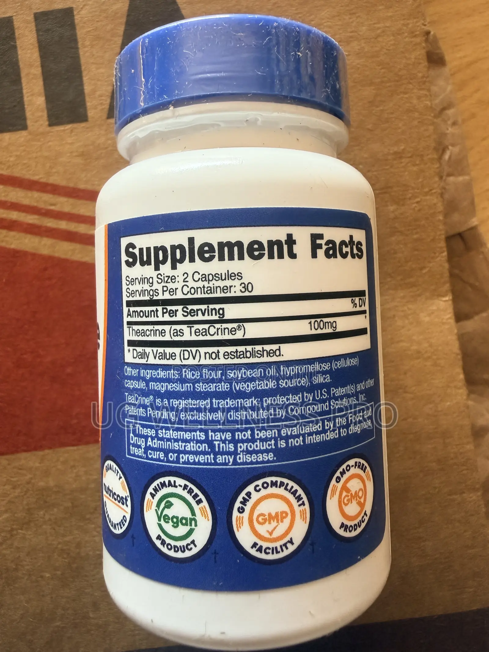 Nutricost Theacrine as Teacrine, 60 Caps (50 Mg Per Capsule )