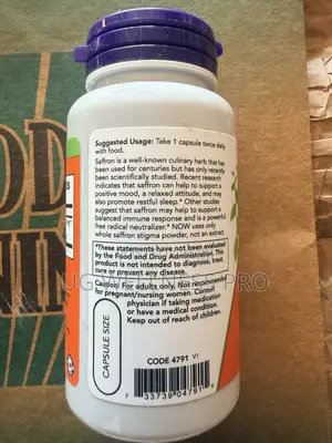 Now Foods Saffron, 50 Mg, 60 Veg Capsules