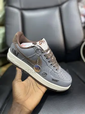 Nike Air Force 1 Low Custom “Just Do It” Grey Brown Sneakers