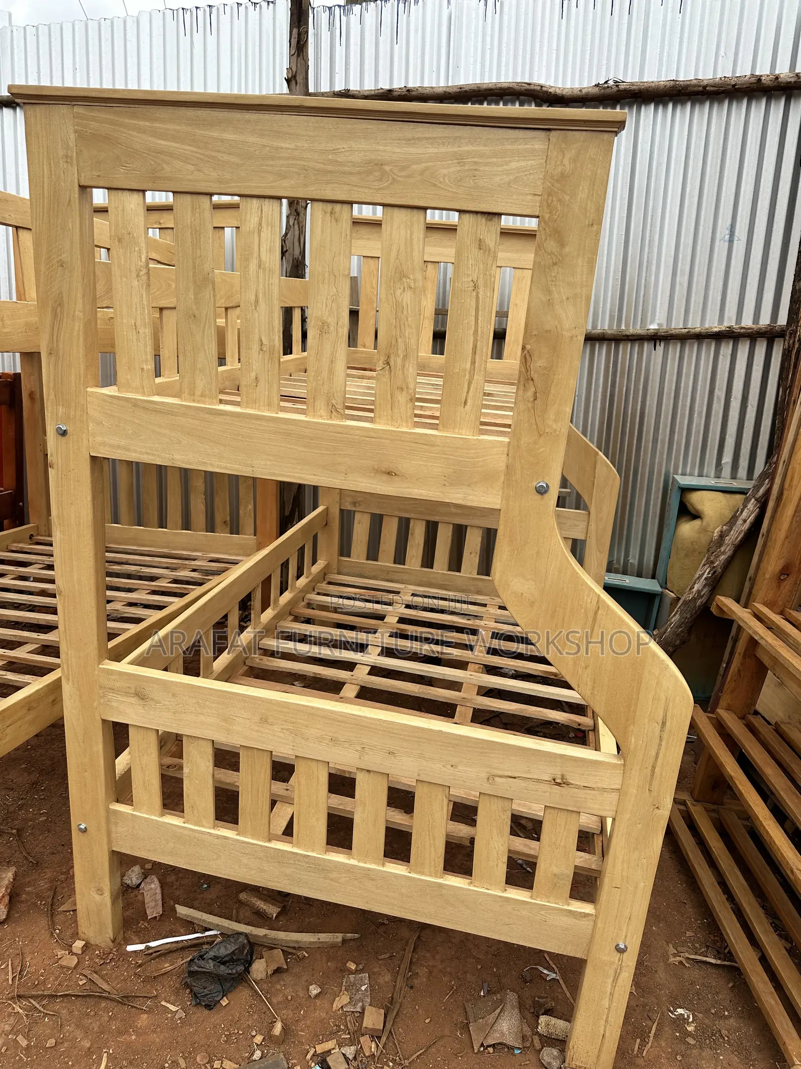 Double Decker Bed Natural Solid Wood