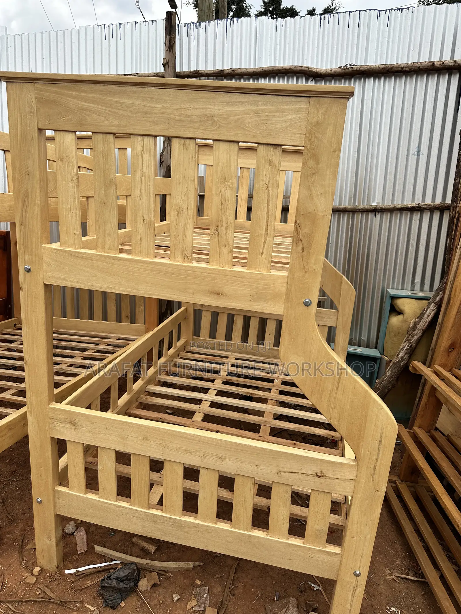 Double Decker Bed Natural Solid Wood