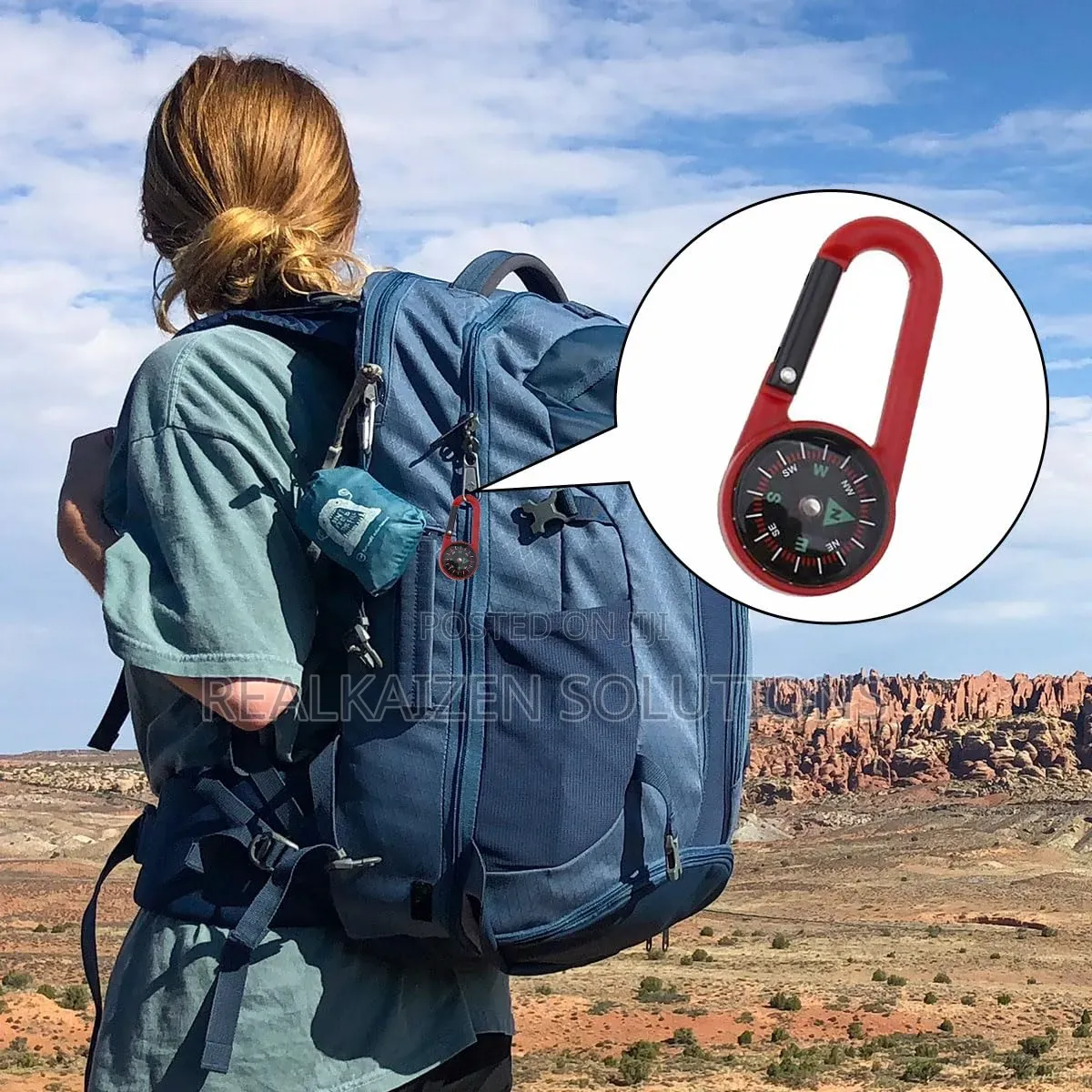 Compass Mini Self-Locking With Carabiner Keychain