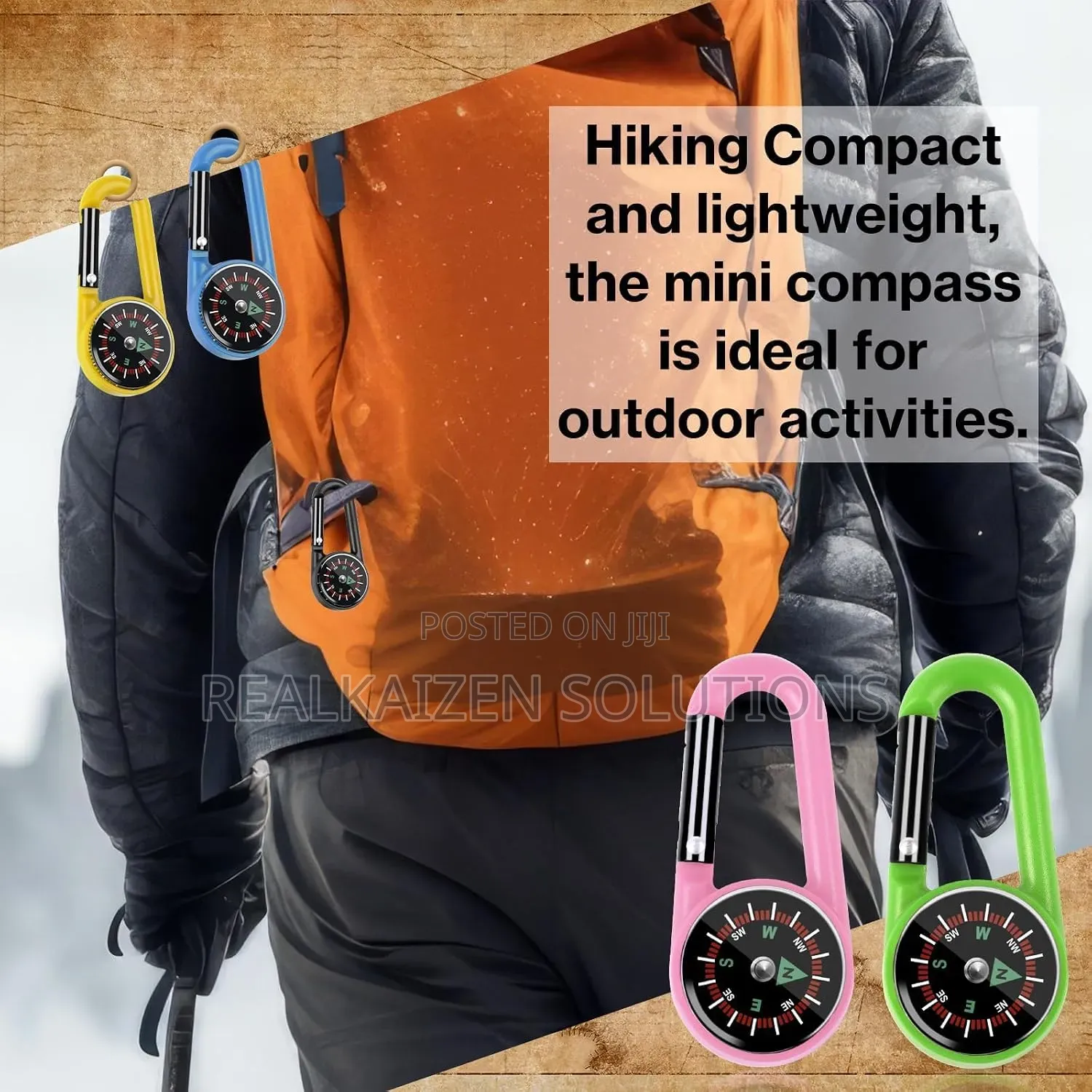 Compass Mini Self-Locking With Carabiner Keychain