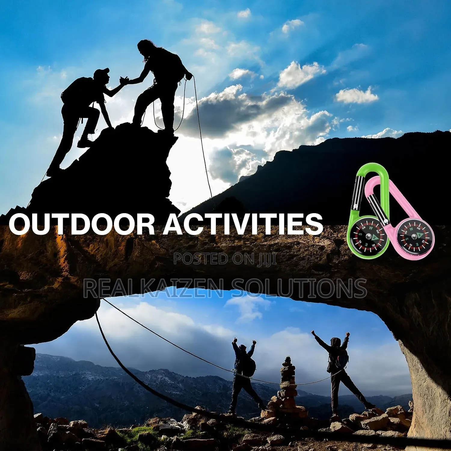Compass Mini Self-Locking With Carabiner Keychain